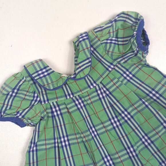 The Oaks Dress Baby Girls Sz 9m Green Plaid Holiday Classic Retro Boutique - Picture 2 of 4